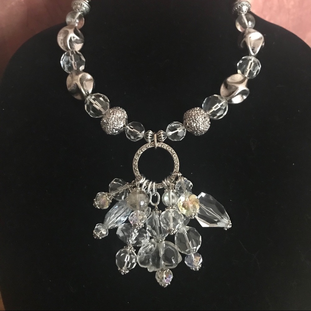 Crystal & Silver toned Statement Necklace